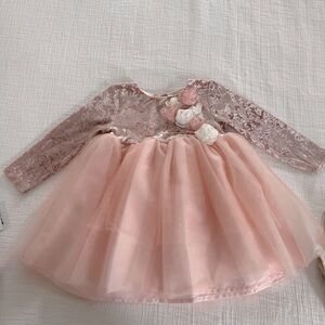 Miniclasix velvet and tulle dress with rose details